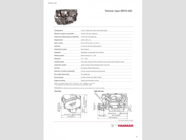 Yanmar 6BY2 de 220 cv 2